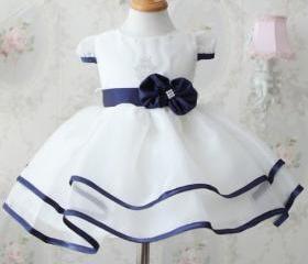 WHITE Princess Dress For Little Girls With White Ribbon Belt on Luulla