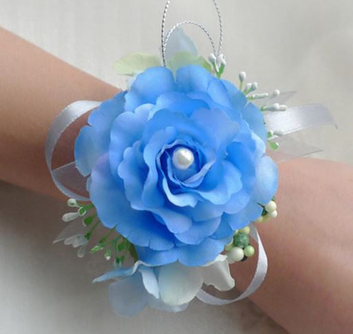 blue flower corsage