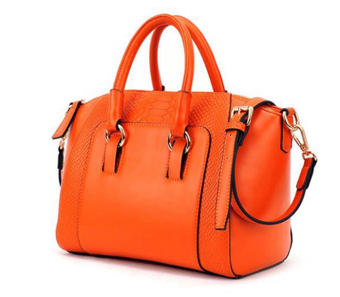 Orange Leather Shoulder Bag For Women- Leather Handbags-crocodile Pattern Design