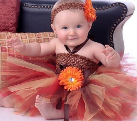 orange color dress for baby girl