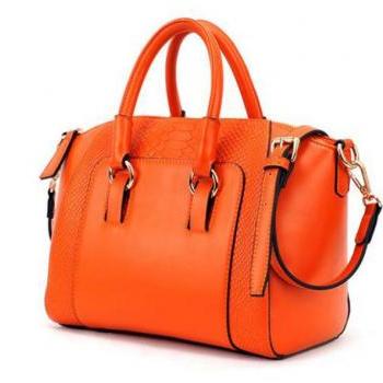 orange leather shoulder bag