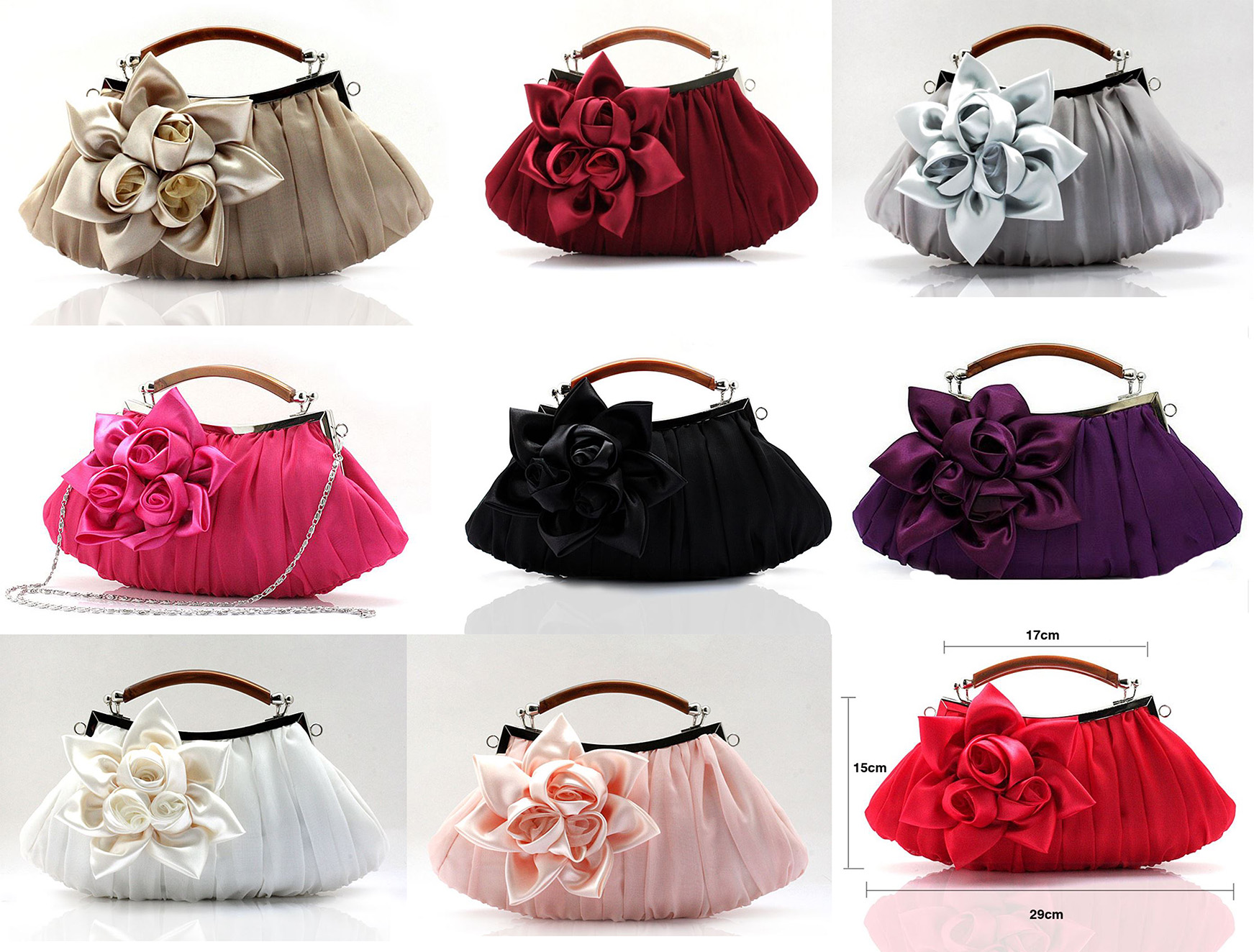 White Bridal Clutchelegant, Eye Catching Luxurious Handle Rose Bag